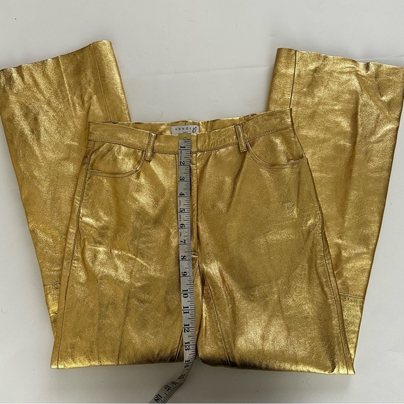 Sandro Orne Metallic Lamb Leather Pants Gold Size XS - Picture 8 of 16